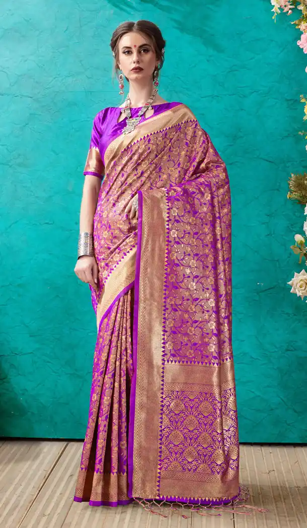 Magenta Color Banarasi Silk Casual Office Wear Saree Blouse - 504761918
