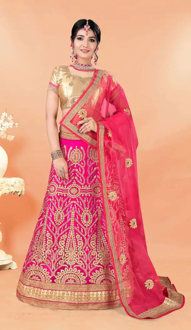 Pink Color Net Traditional Party Wear Lehenga Choli - 512962929