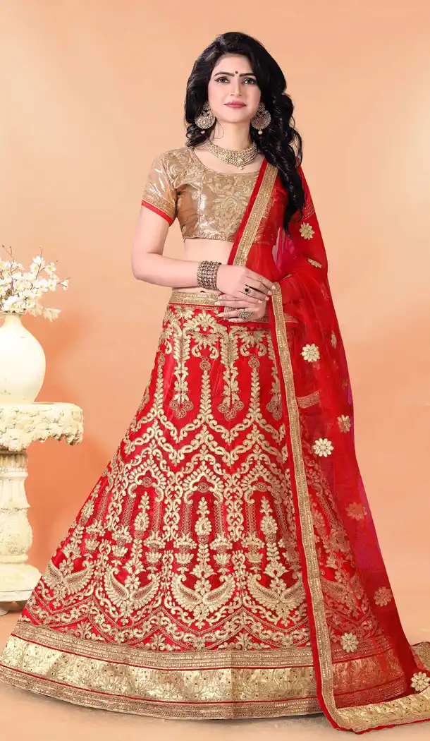 Red Color Net Traditional Party Wear Lehenga Choli - 512962931