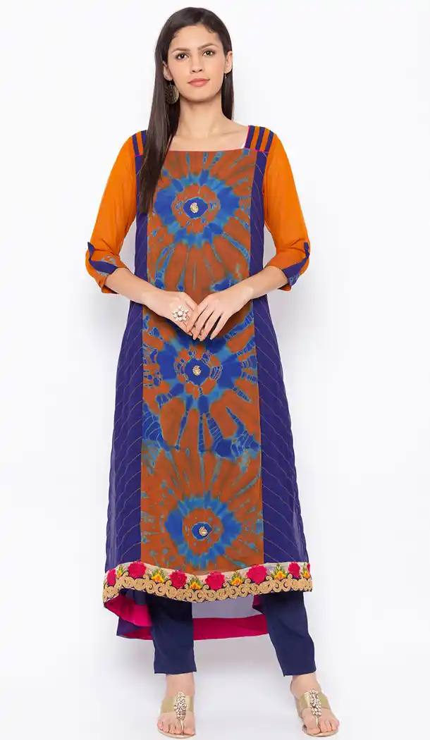 Scintillating Blue Color Georgette Designer Plus Size Readymade Kurti - 513062948