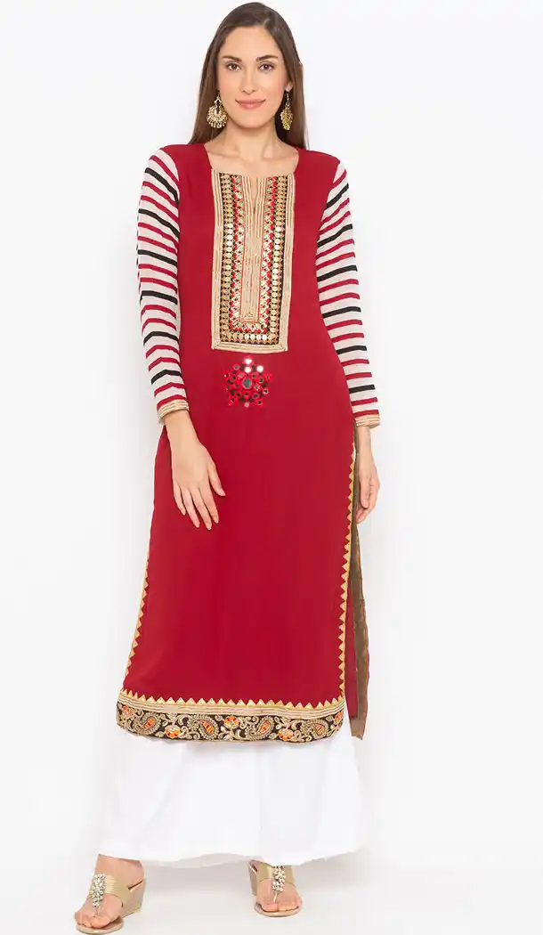 Enigmatic Maroon Color Georgette Designer Plus Size Readymade Kurti - 513062952