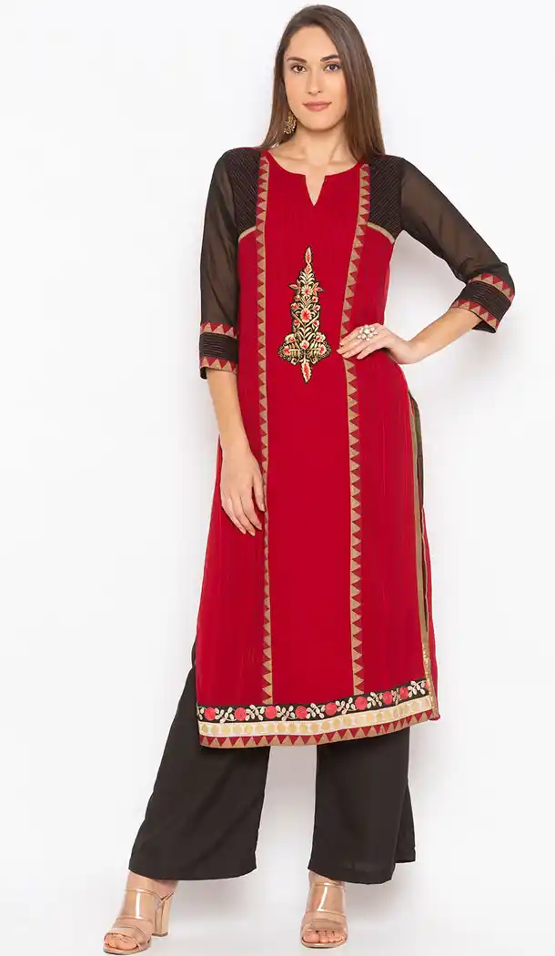 Vivacious Maroon Color Georgette Designer Plus Size Readymade Kurti - 513062954