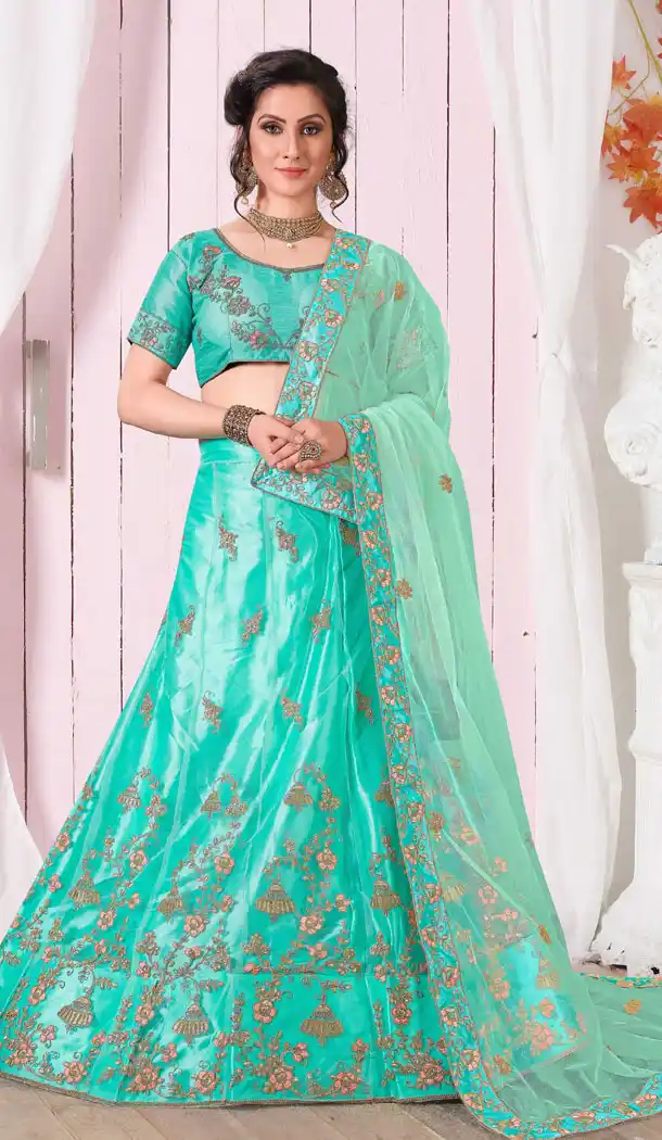 Sparkling Light Green Color Net Traditional Party Wear Plus Size Chaniya Choli - 515663179