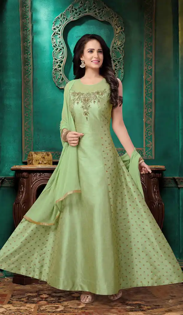 Pista Color Soft Silk Readymade Party Wear Churidar Kameez - 512662906