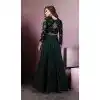 Dark Green Taffeta Silk Party Wear Readymade Girls Gown - 518263333