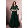 Dark Green Taffeta Silk Party Wear Readymade Girls Gown - 518263333