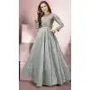 Grey Color Taffeta Silk Party Wear Readymade Girls Gown - 518263336