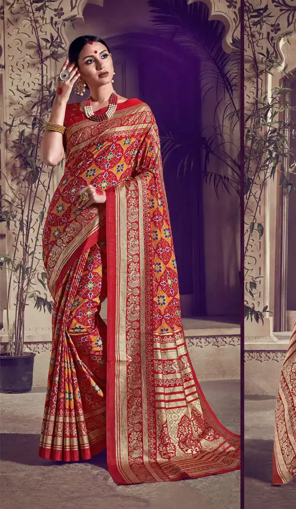 Red Color Kanjivaram Silk Casual Wear Saree Blouse - 518163321