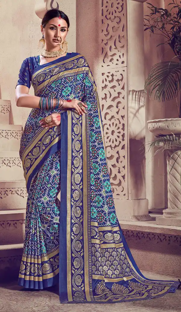 Alluring Blue Color Kanjivaram Silk Casual Wear Saree Blouse - 518163324