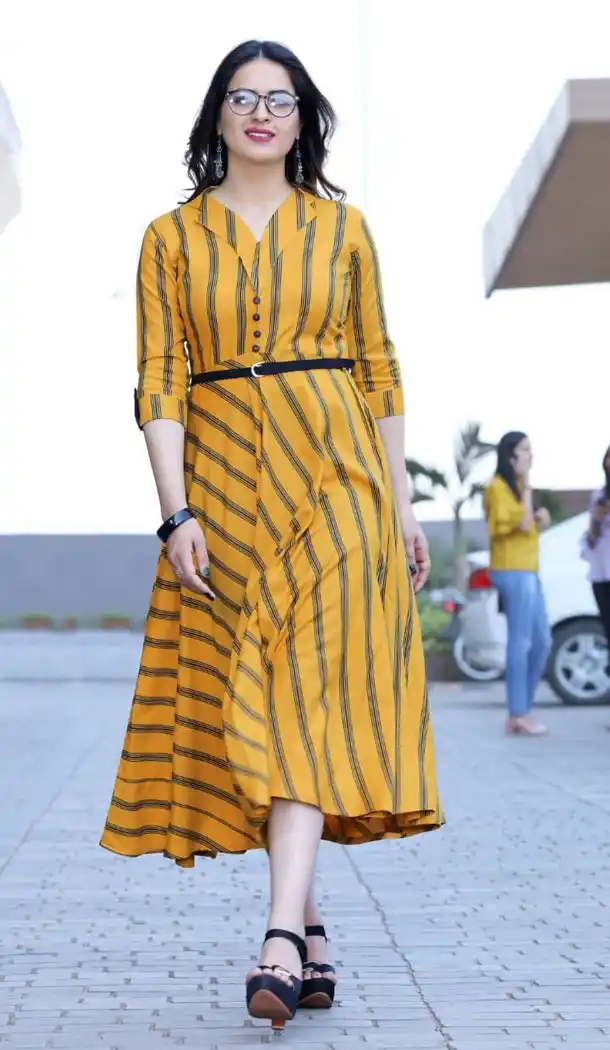 Yellow Color Rayon Party Wear Readymade Top For Girls - 64784954