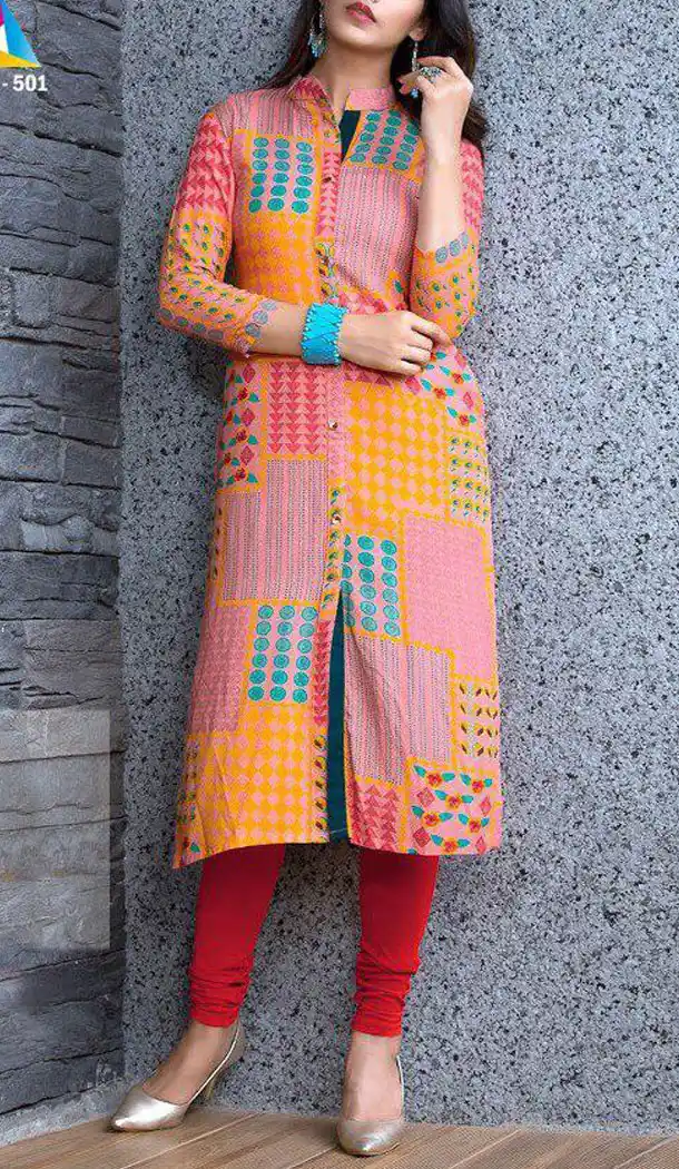 Multi Color Heavy Rayon Party Wear Readymade Women Long Kurta - 520863846