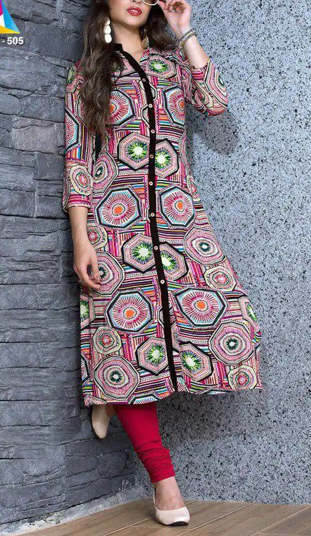 Mesmerizing Multi Color Heavy Rayon Party Wear Readymade Women Long Kurta - 520863852