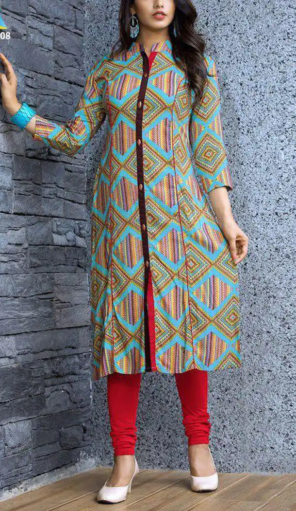 Luscious Multi Color Heavy Rayon Party Wear Readymade Women Long Kurta - 520863853