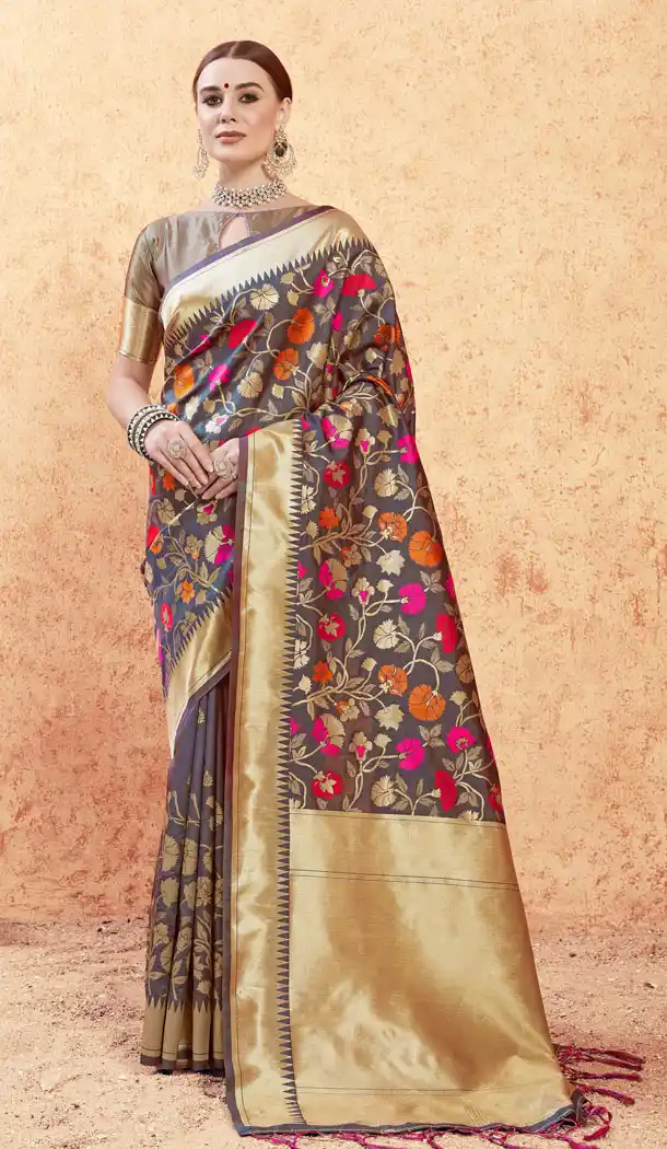 Unique Multi Color Banarasi Silk Casual Party Wear Sari Blouse - 520963855