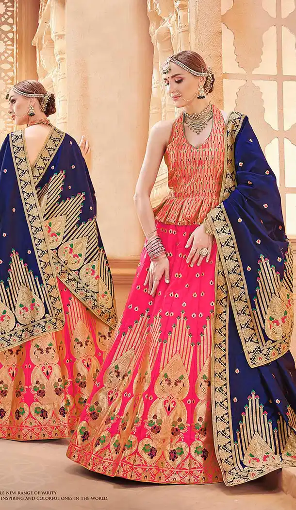 Dark Pink Color Banarasi Art Silk Traditional Wear Lehenga Choli - 64955138