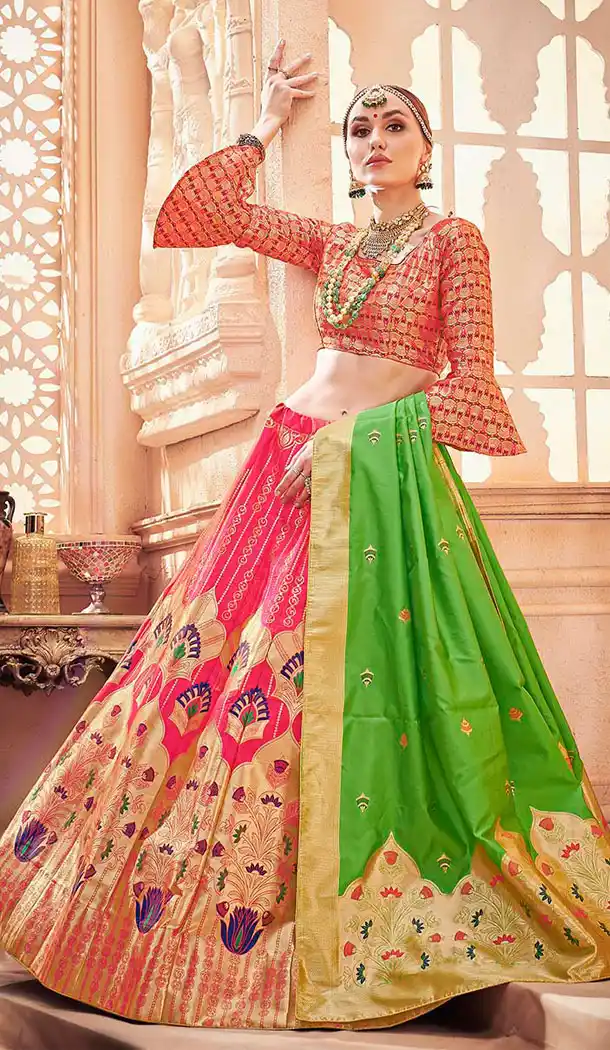 Dark Pink Color Banarasi Art Silk Traditional Wear Lehenga Choli - 64955139