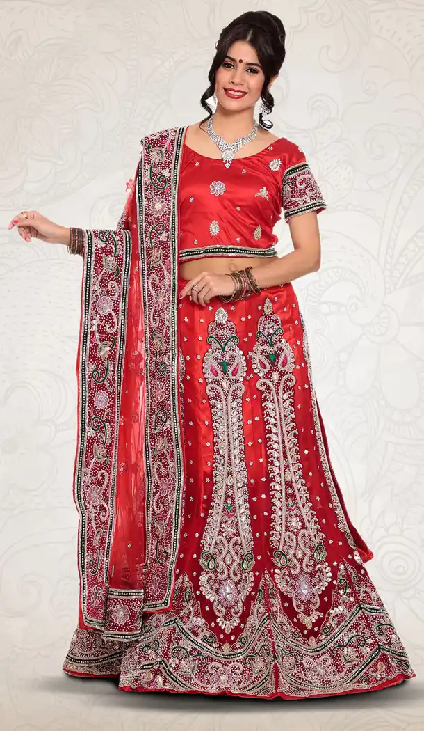 Divine Red Color Net Designer Bridal Lehenga Choli in Plus Size - 219425227