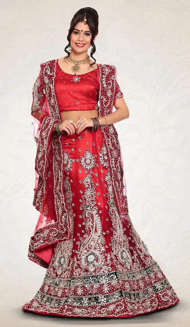 Maroon Color Net Bridal Wedding Designer Lehenga Choli - 219525239