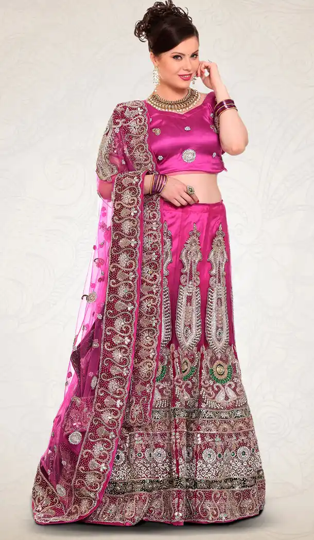 Purple Color Net Bridal Wedding Designer Lehenga Choli - 219525245