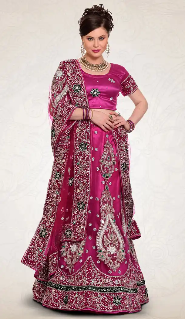 Purple Color Net Bridal Wedding Designer Lehenga Choli - 219525247