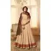 Cream Color Satin Georgette Knee Length Anarkali Salwar Kameez