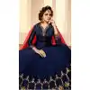 Navy Blue Color Satin Georgette Knee Length Anarkali Salwar Kameez