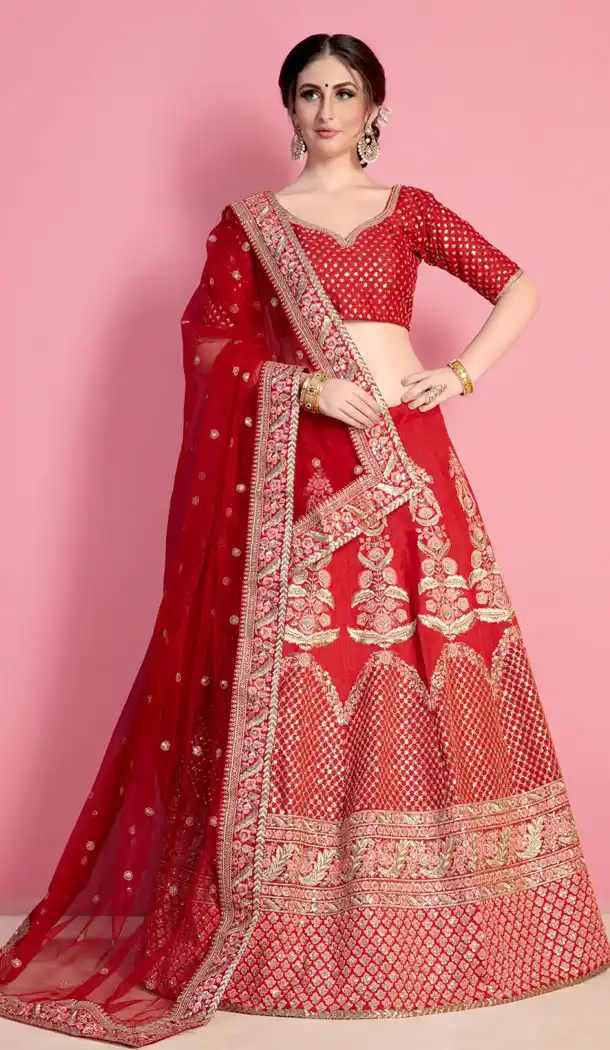 Red Color Art Silk Designer Wear Lehenga Choli - 523264207