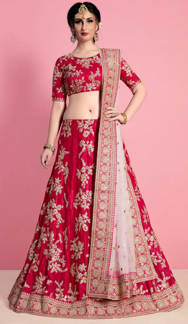 Dark Pink Color Velvet Silk Designer Wear Lehenga Choli - 523264208