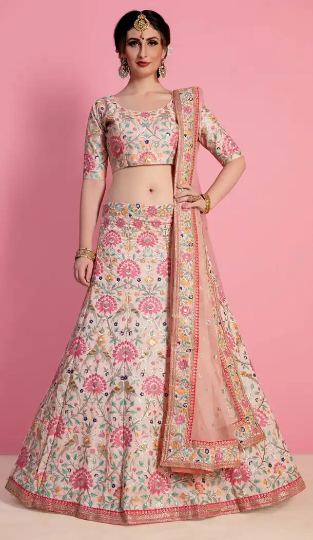 Peach Color Art Silk Designer Wear Lehenga Choli - 523264212