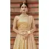 Chic Golden Color Soft Net Designer Wear Lehenga Choli - 523064190