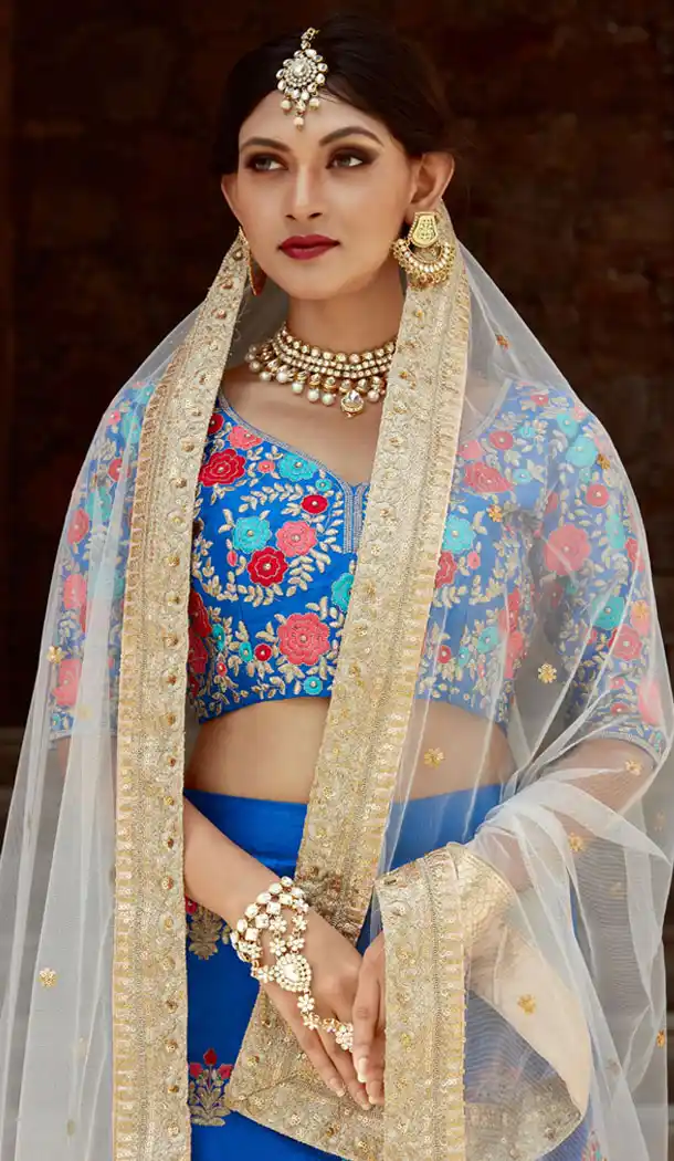 Alluring Blue Color Art Silk Designer Wear Lehenga Choli - 523064192