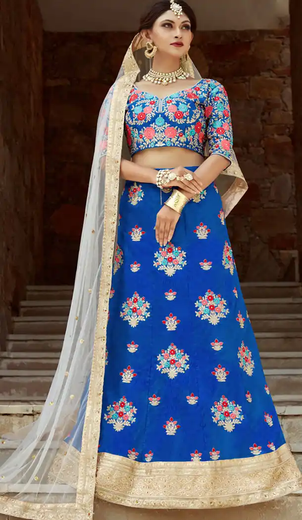 Alluring Blue Color Art Silk Designer Wear Lehenga Choli - 523064192