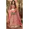 Fancy Peach Color Zari Satin Digital Printed Lehenga Choli - 525564678