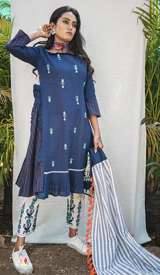 Charming Blue Color Khadi Designer Readymade Kurti - 65025196