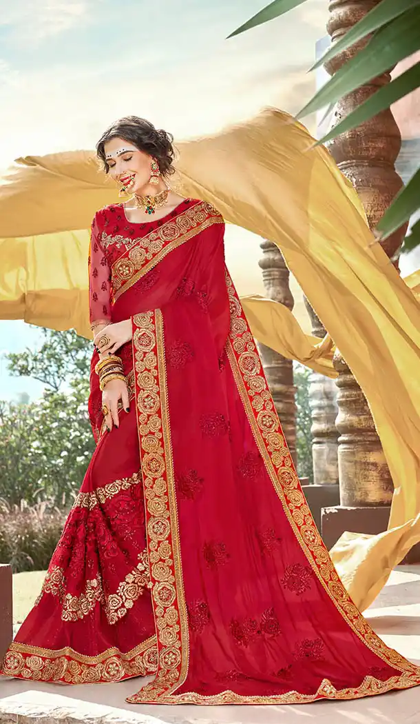Red Georgette Party Wear Plus Size Saree - 65105260