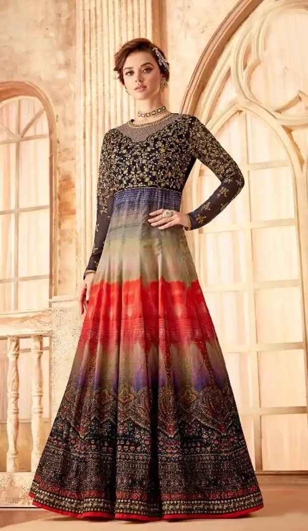 Multi Color Super Thin Velvet Designer Abaya Style Salwar Kameez - 526164839