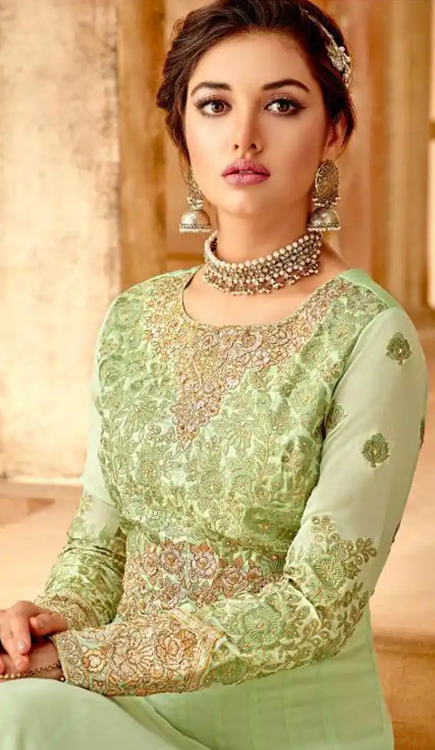 Lite Green Color Georgette Designer Abaya Style Salwar Kameez - 526164840