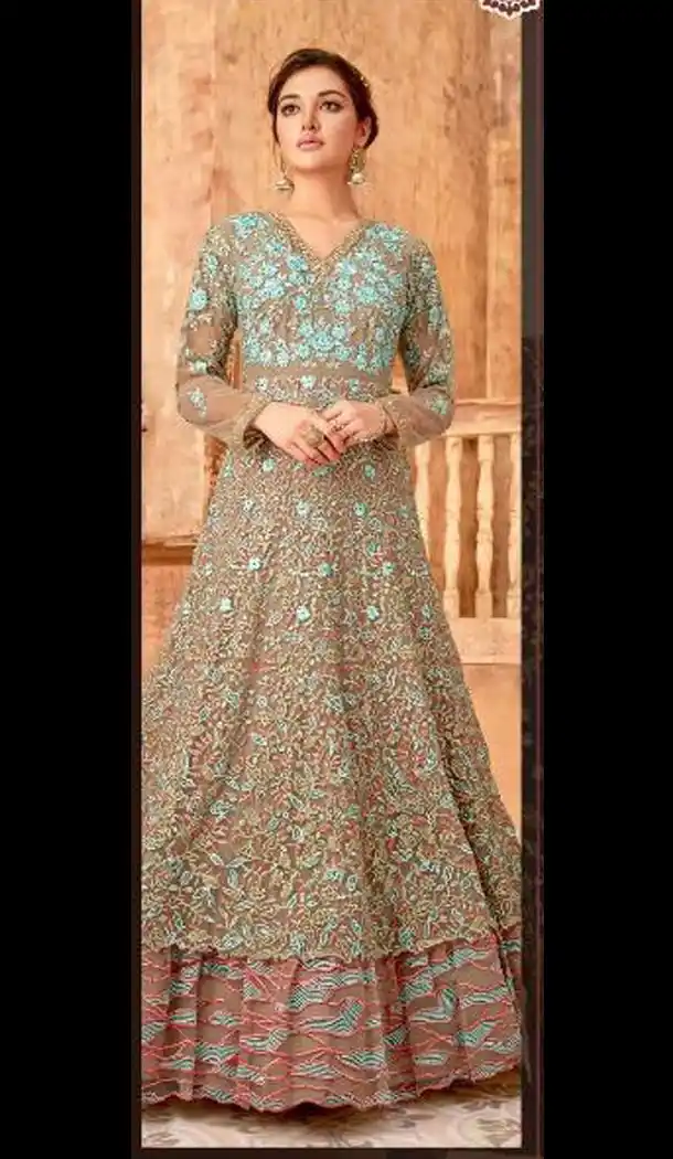 Multi Color Net Designer Abaya Style Salwar Kameez - 526164843