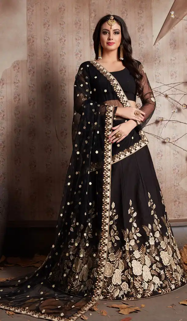 Black Color Crepe Traditional Designer Lehenga Choli - 526564861