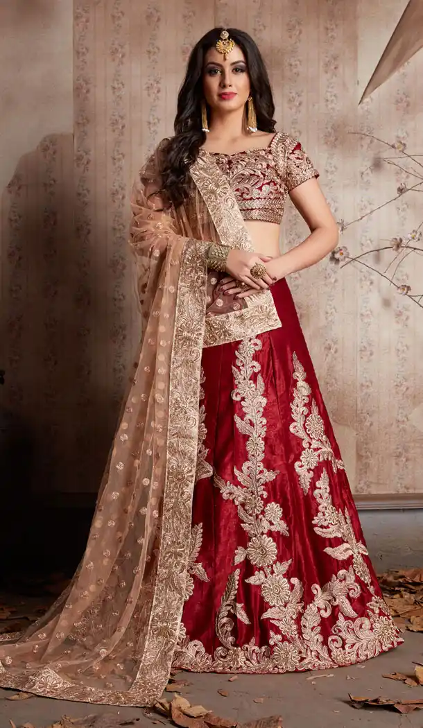 Maroon Color Velvet Silk Traditional Designer Lehenga Choli - 526564863