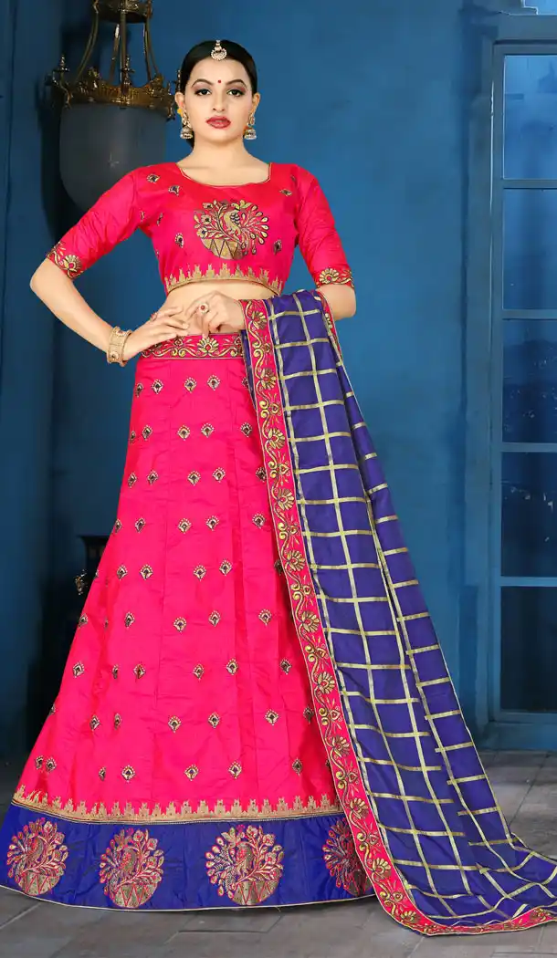 Rani Pink Color Sana Silk Traditional Party Wear Lehenga Choli - 526664866