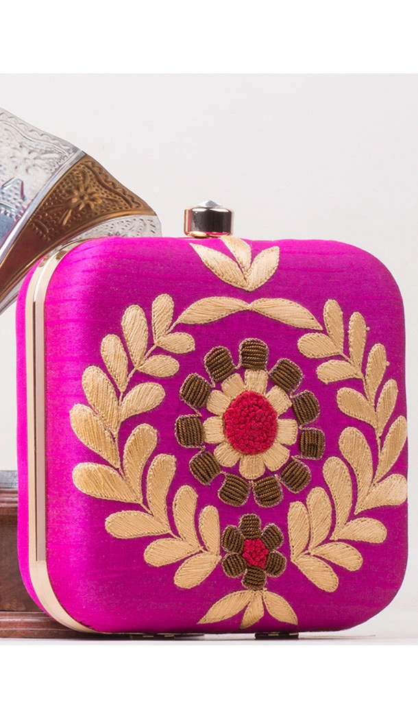 Adorable Pink Color Synthetic Velvet Exclusive Designer Clutches - 528065046