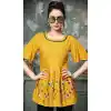 Tranquil Yellow Color Rayon Party Wear Readymade Crop Top - 530465272