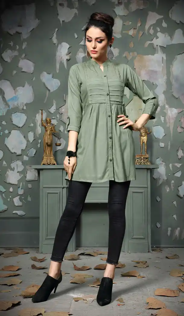 Luscious Grey Color Rayon Party Wear Readymade Crop Top - 530465272