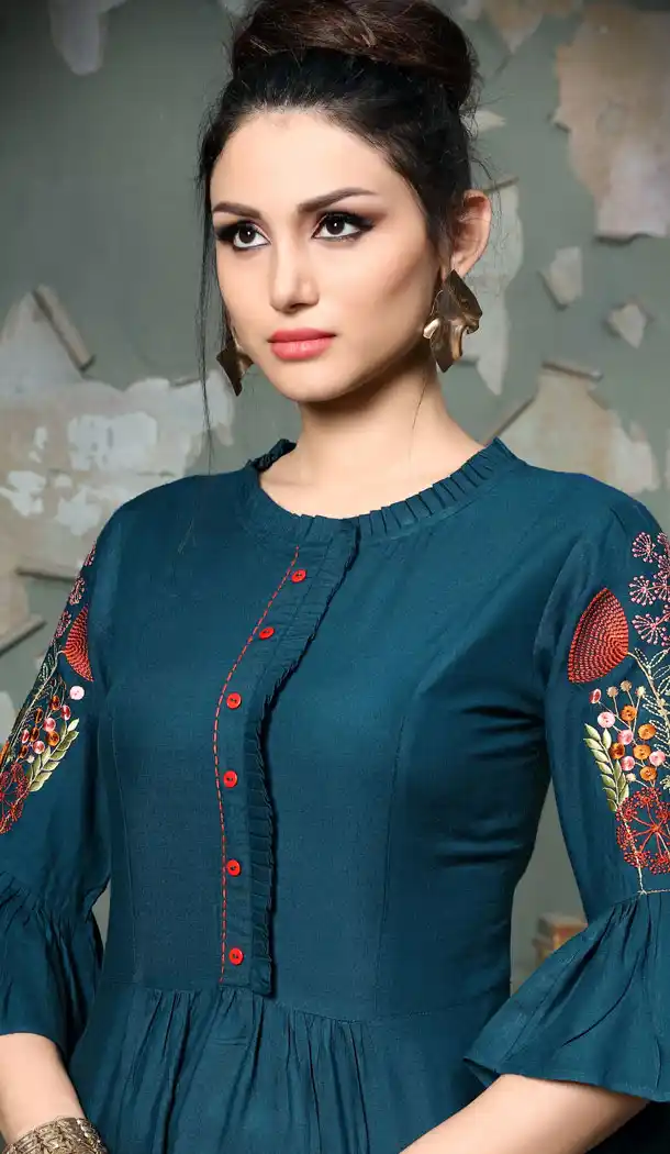 Contemporary Blue Color Rayon Party Wear Readymade Crop Top - 530465273