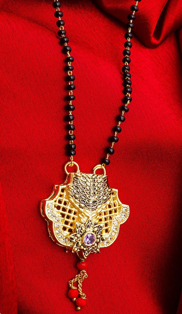 Golden Color Alloy Pendant Designer Imitation Mangalsutra Jewellery - 533365547