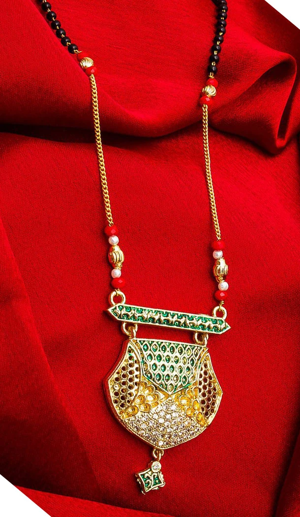 Captivating Golden Color Alloy Pendant Designer Imitation Mangalsutra Jewellery - 533365548