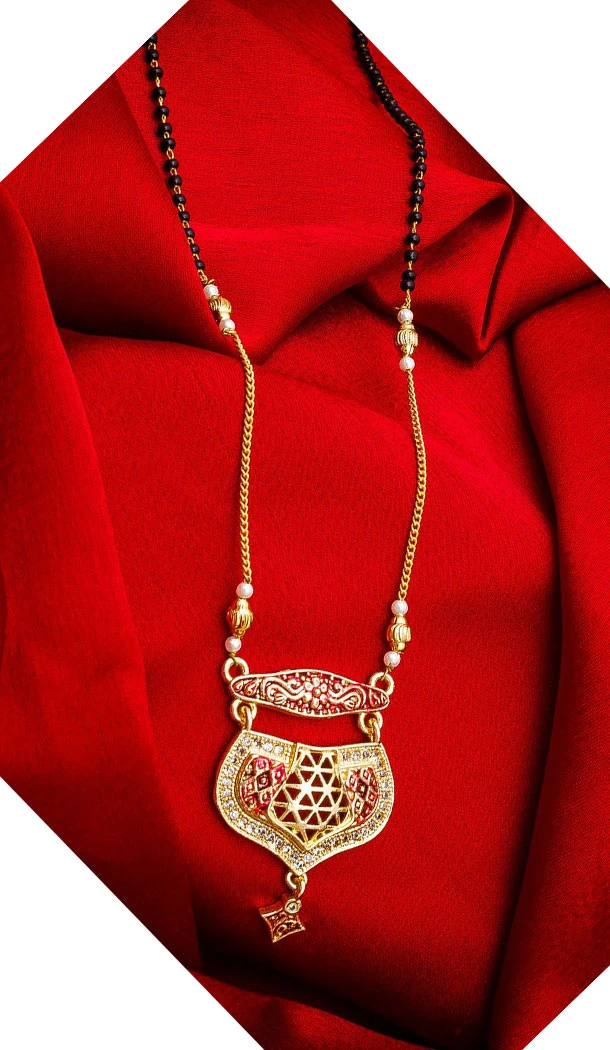 Enigmatic Golden Color Alloy Pendant Designer Imitation Mangalsutra Jewellery - 533365549