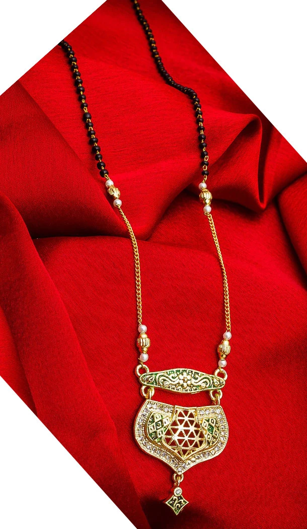 Chic Golden Color Alloy Pendant Designer Imitation Mangalsutra Jewellery - 533365550