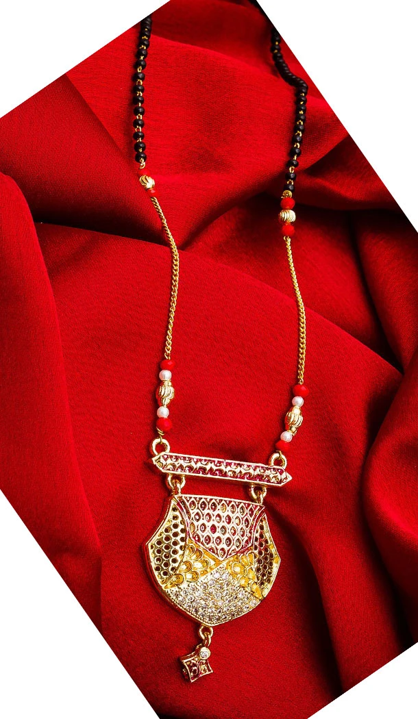 Majesty Golden Color Alloy Pendant Designer Imitation Mangalsutra Jewellery - 533365551
